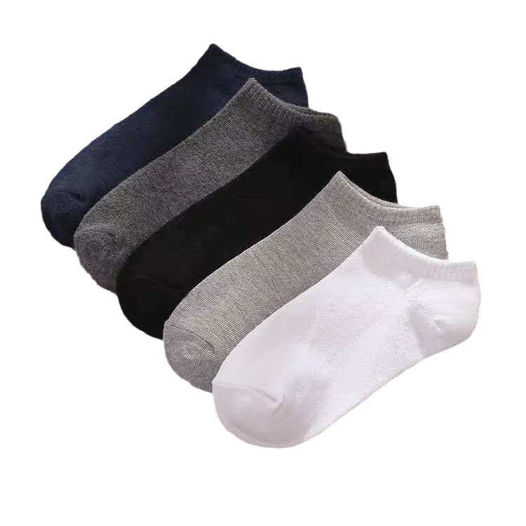 Picture of Summer socks thin breathable sweat-absorbent deodorant black and white gray solid color simple four seasons universal men's short boat socks women