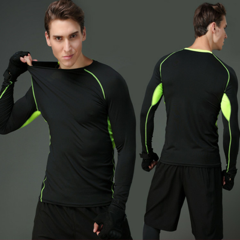 Picture of Tight Training Top Men's Quick-drying High-elasticity Sports Fitness Suit Long-sleeved Basketball Sweat-wicking T-shirt Base Tight Clothes