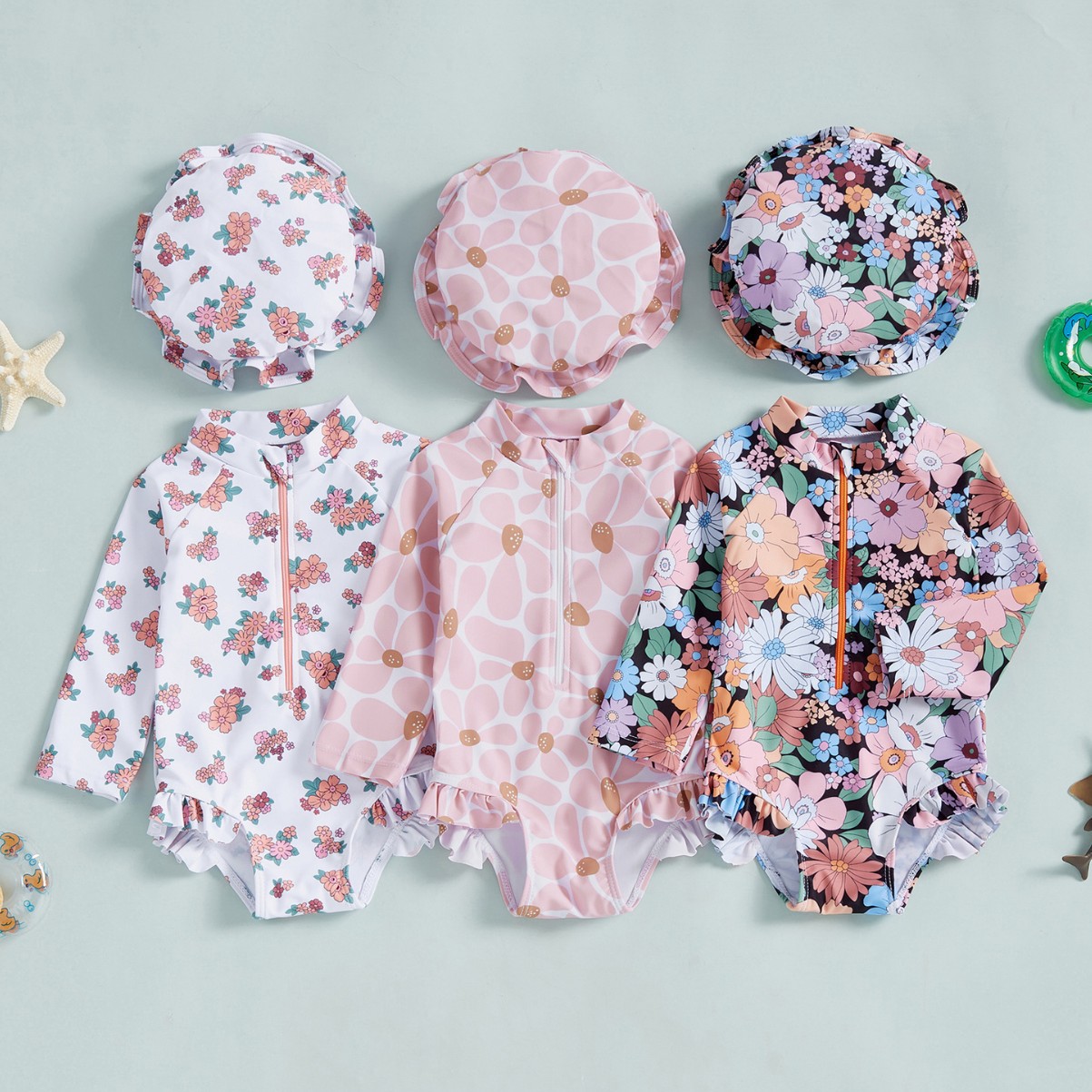 60-70-80-90-100 Hat Long Sleeve Children's Swimwear