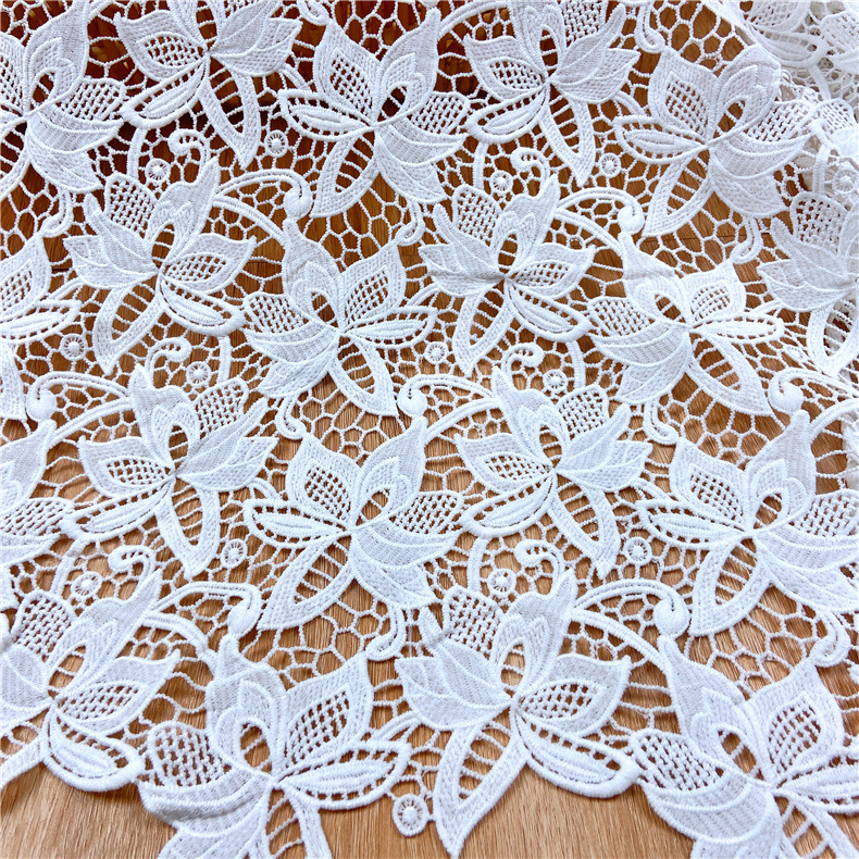 Water Soluble Milk Silk Lace Embroidered Cloth Full Hollow Embroidered Bilateral Positioning Clothing Embroidered Lace Fabric