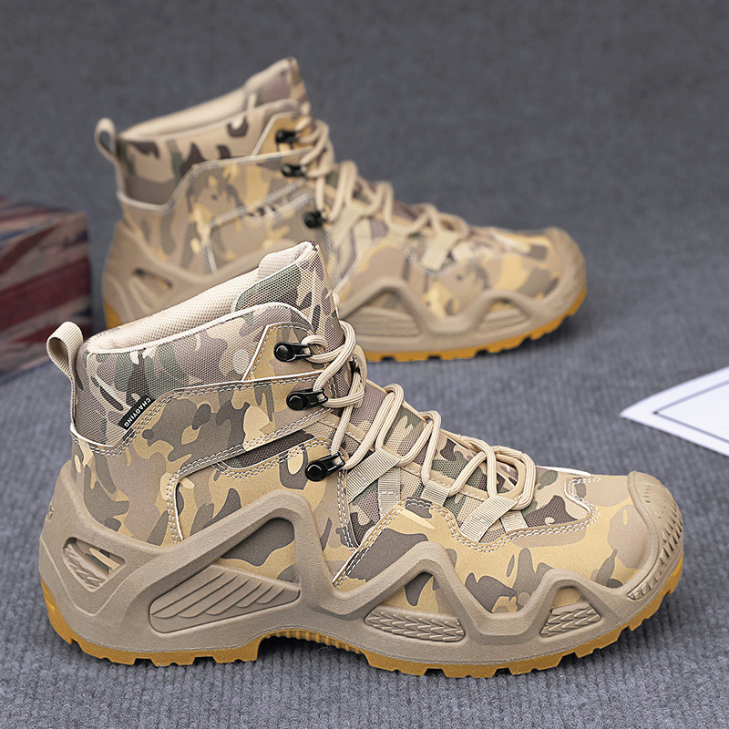 Autumn and Winter High-top Men's Outdoor Non-slip Climbing Boots plus size Thick-soled Desert Boots Cross-border Foreign Trade Men's Hiking Shoes