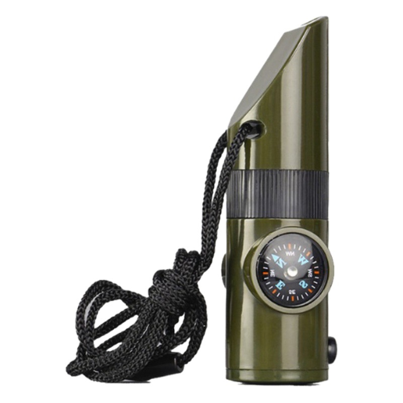 Outdoor seven-in-one multifunctional whistle survival whistle life whistle with LED light thermometer Compass 7 in 1