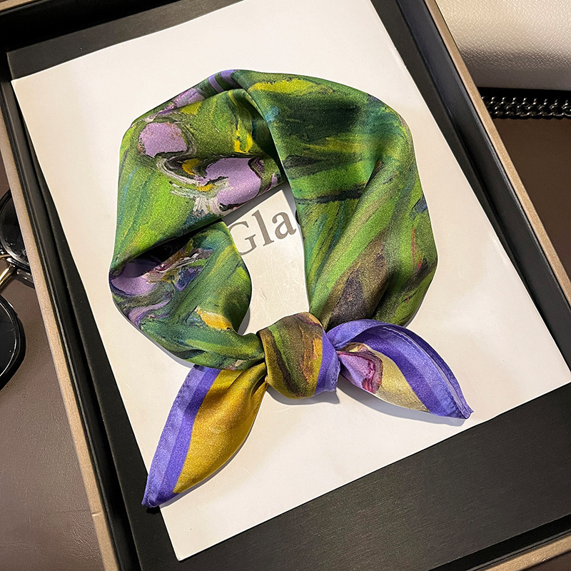 Picture of 2024 New Style Silk Scarves Women's Spring and Summer Fashion Printed 100 Mulberry Silk Small Square Scarf South Korea Ribbon Scarf