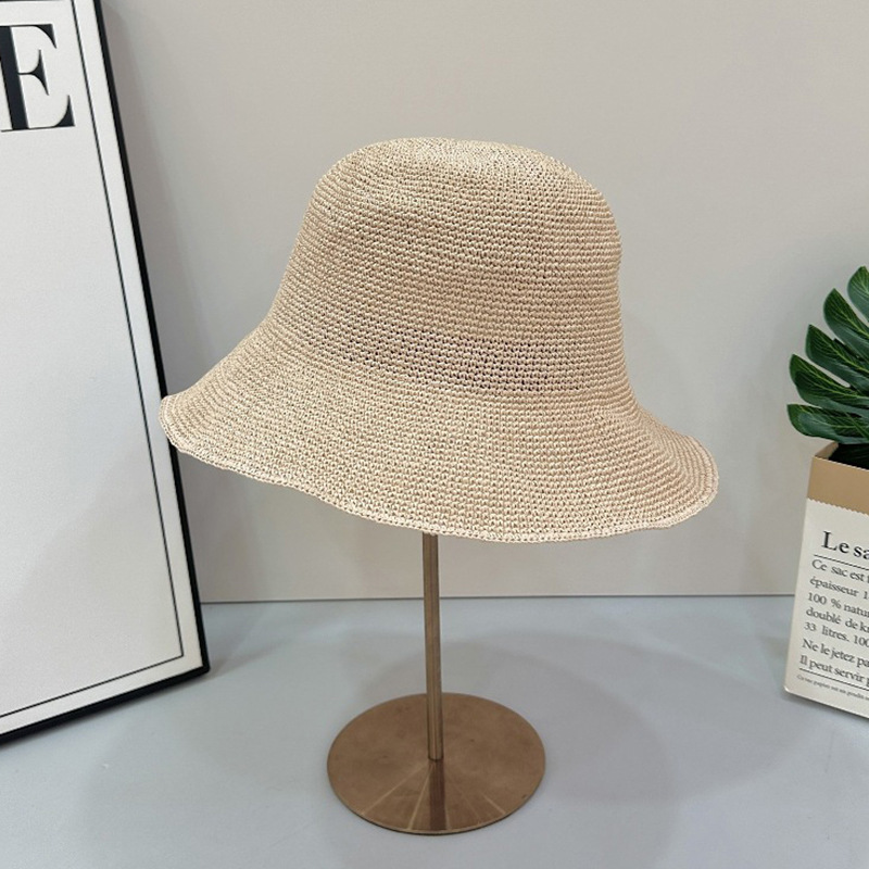 Picture of Soft and Comfortable Summer Breathable Big Brim Straw Hat Women's Sunshade Sunscreen Hand-woven Fashion Showing Face Small Fisherman Hat