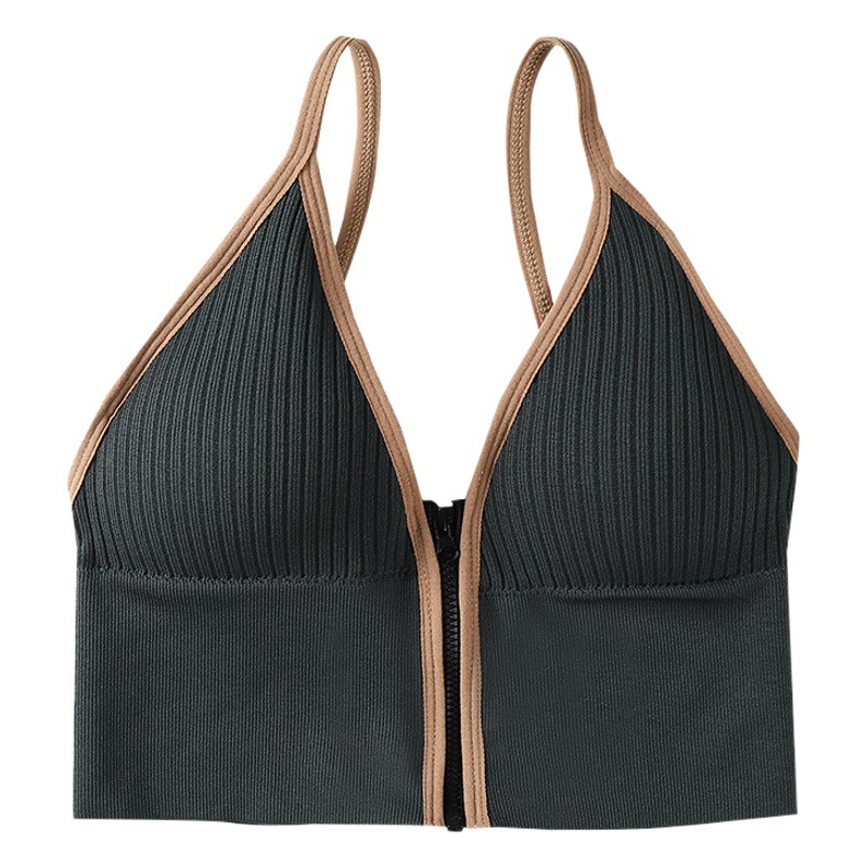 Designed Small Breast Push-Up Deep V Zipper Camisole Women's Inner Wear Breast Pads Beautiful Back Wrapped Chest Outer Wear Bottoming Top
