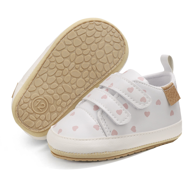 Picture of Spring and Autumn 0-1 Year Old Baby Toddler Shoes PU Velcro Baby Boys and Girls Wave Shoes Indoor and Outdoor Leather Shoes with Soft Sole