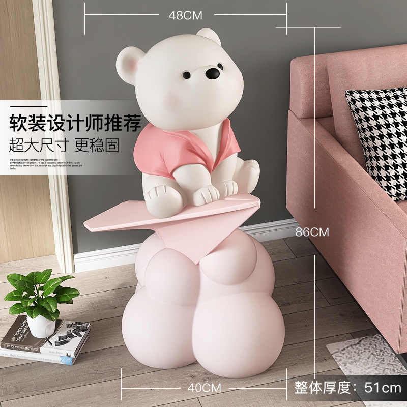 Picture of Creative Bear Moving Gift Large Floor-Standing Ornaments Living Room Tv Cabinet Next to the Sofa Accessible Luxury Home Decorations