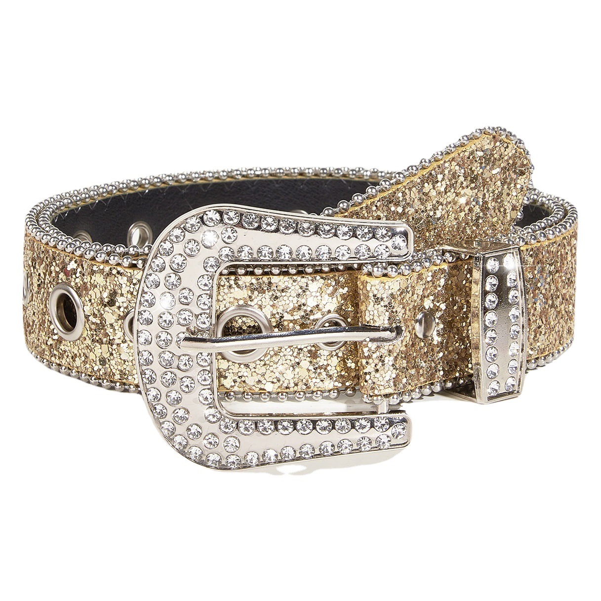 Rhinestone Belt Women's Ins Style Wide Belt Decoration European and American Fashion Personalized Sequined Jeans with Versatile Design