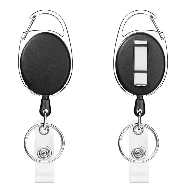 Picture of Oval Outdoor Solid Color Solid Color Easy Pull Buckle Easy Pull Retractable Buckle Wire Pull Cable ID Buckle Retractable Keychain