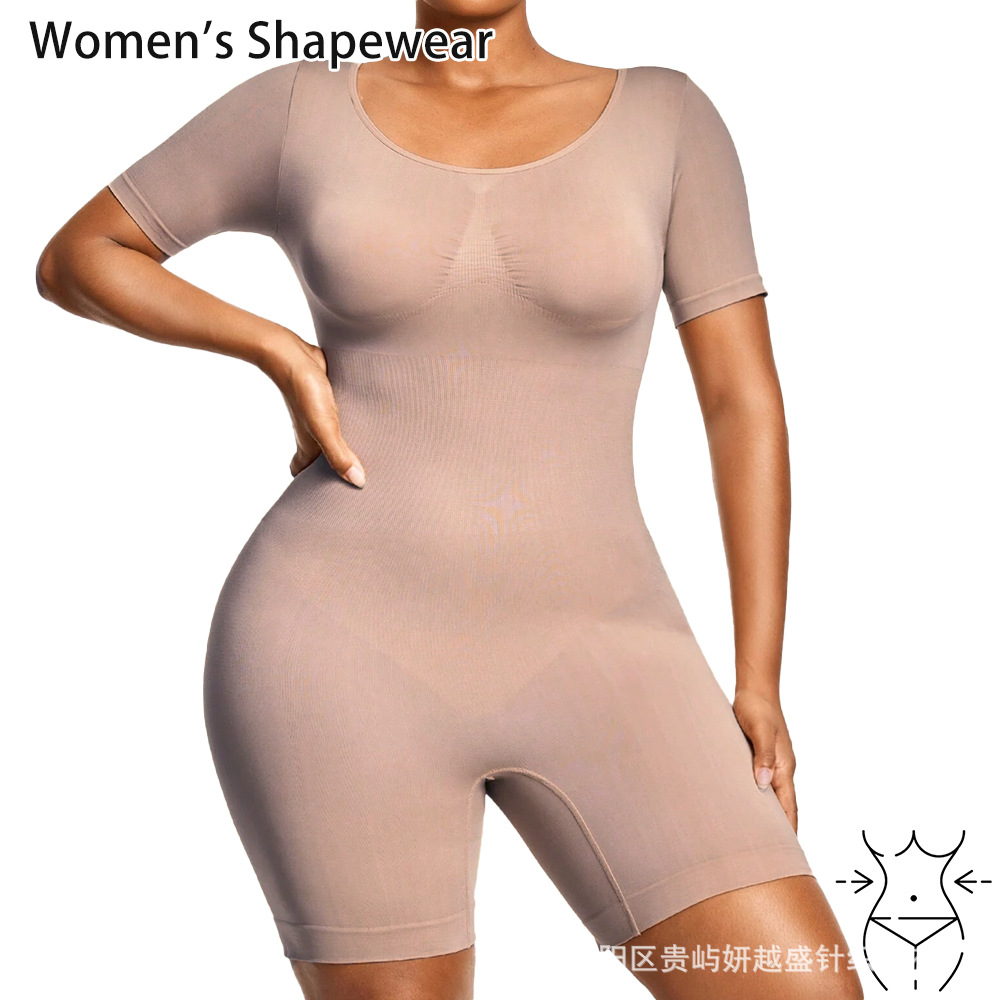 Cross-border short-sleeved European and American shapewear slim-fit jumpsuit ballet dance one-piece tight sports one-piece shorts