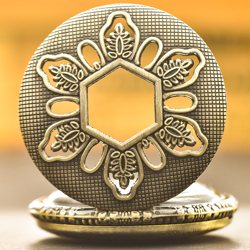 Factory wholesale quartz large pocket watch cross-border necklace hexagonal hollow sunflower quartz watch petals pocket watch