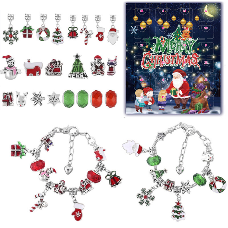 Picture of Maida Blue Christmas Countdown Calendar Gift Box suit DIY Beaded Bracelet Dream Star Bracelet Gift