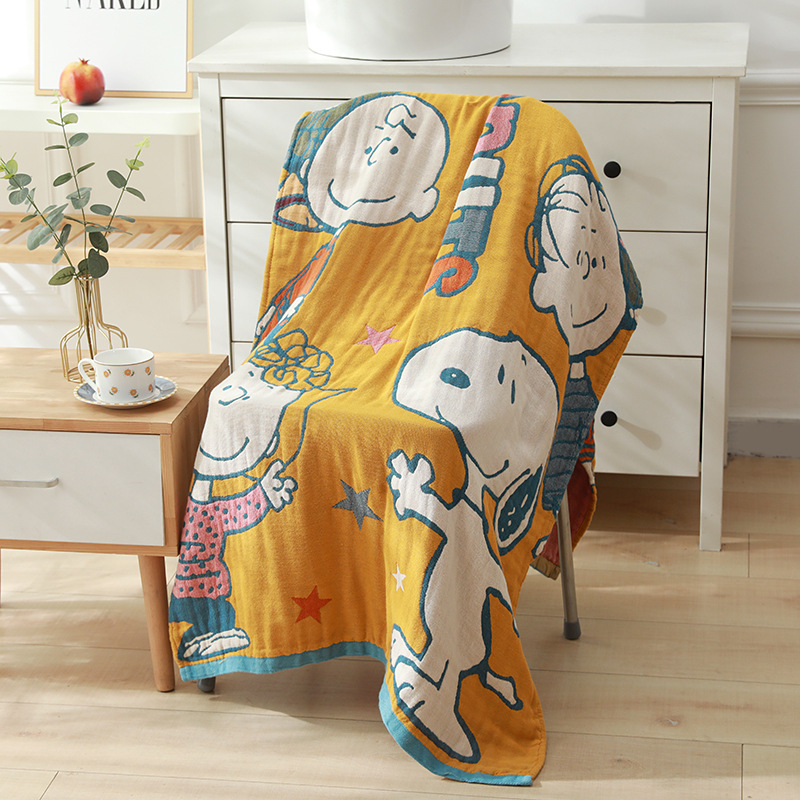Picture of Wholesale Colored Cotton Four-Layer Gauze Bath Towel Absorbent Adult Couple Household Bath Towel Four Seasons Cartoon Cotton Bath Towel