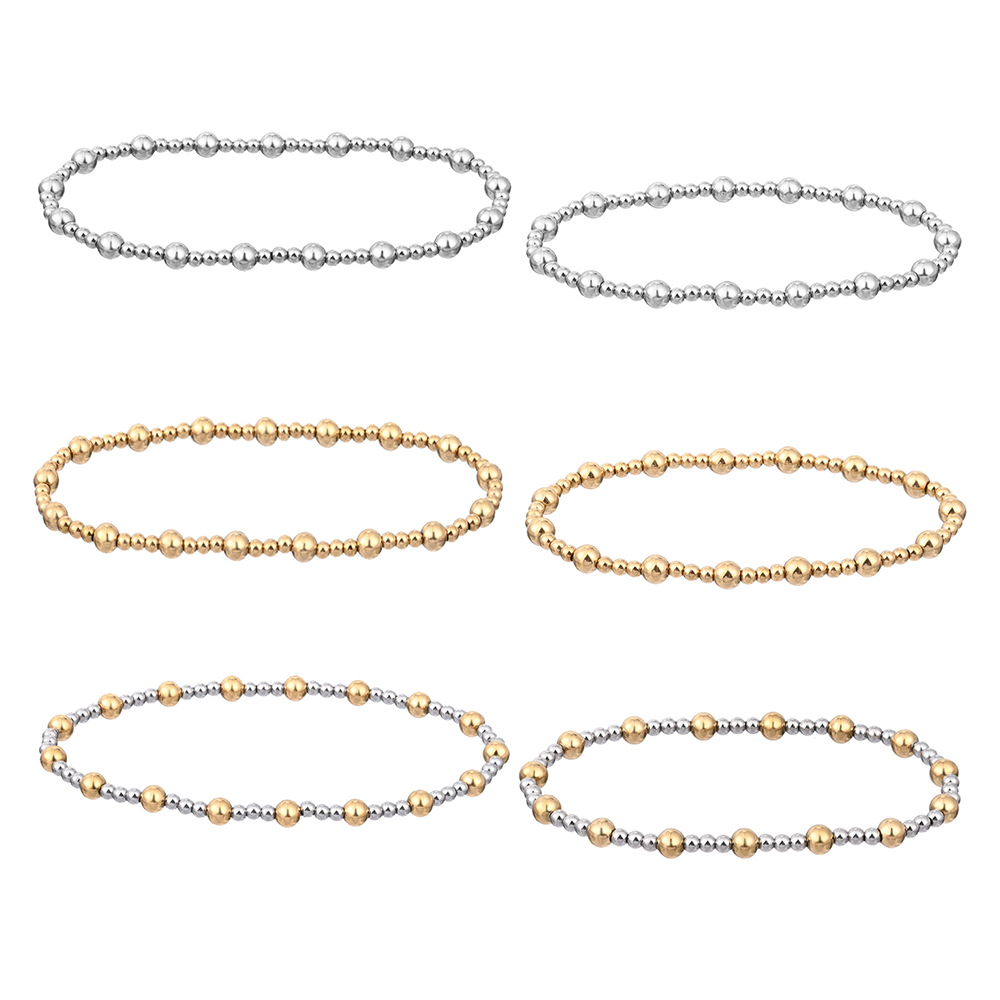 Cross-border foreign trade jewelry stacked wearing fashion beads do not fade 18K gold beads elastic bracelet Europe and the United States big wrist bracelet