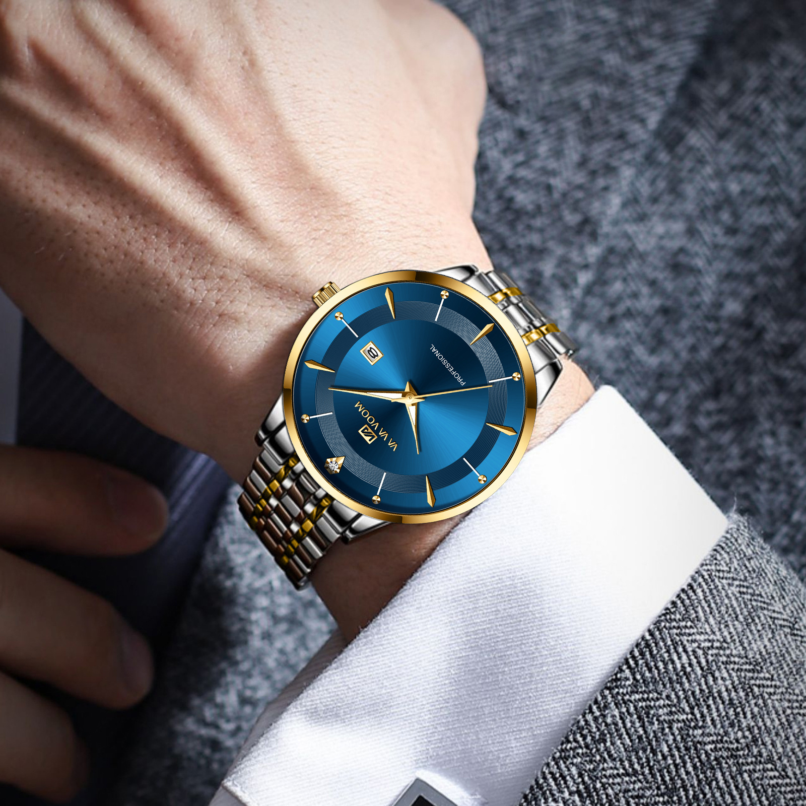 Picture of VA VA VOOM new cross-border watch men's business with calendar waterproof stainless steel with watch factory wholesale