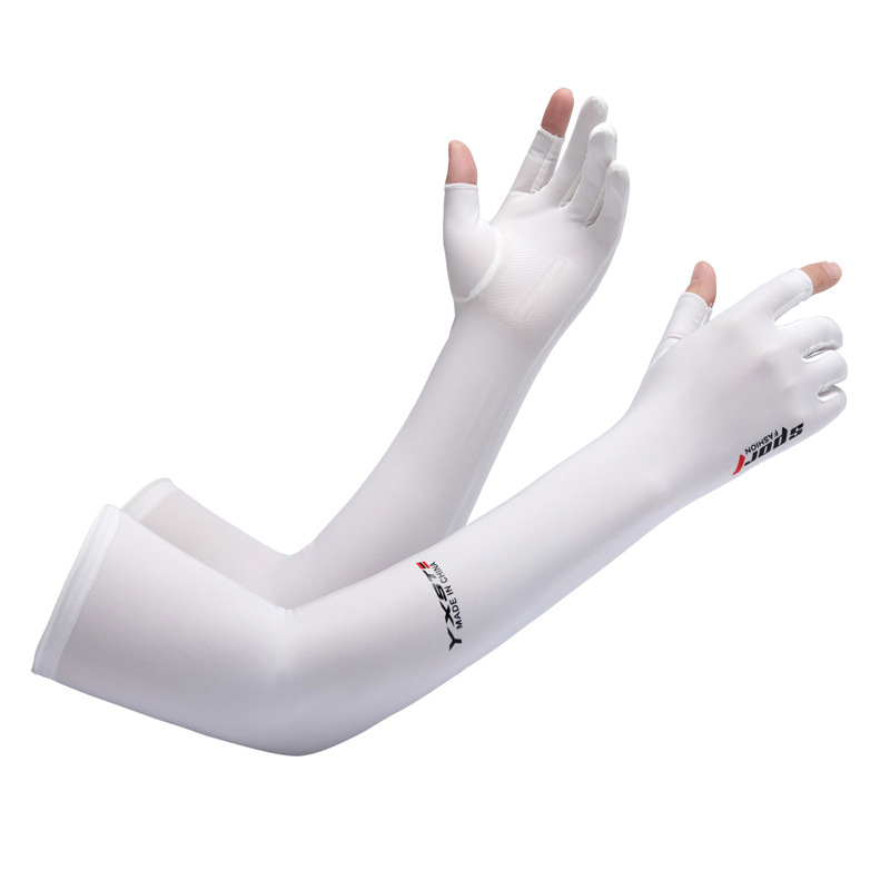 Picture of Sun Protection Gloves Men's Summer Fingerless Thin Ice Silk Driving Long Fishing Takeaway Half Finger Women's Summer Cycling