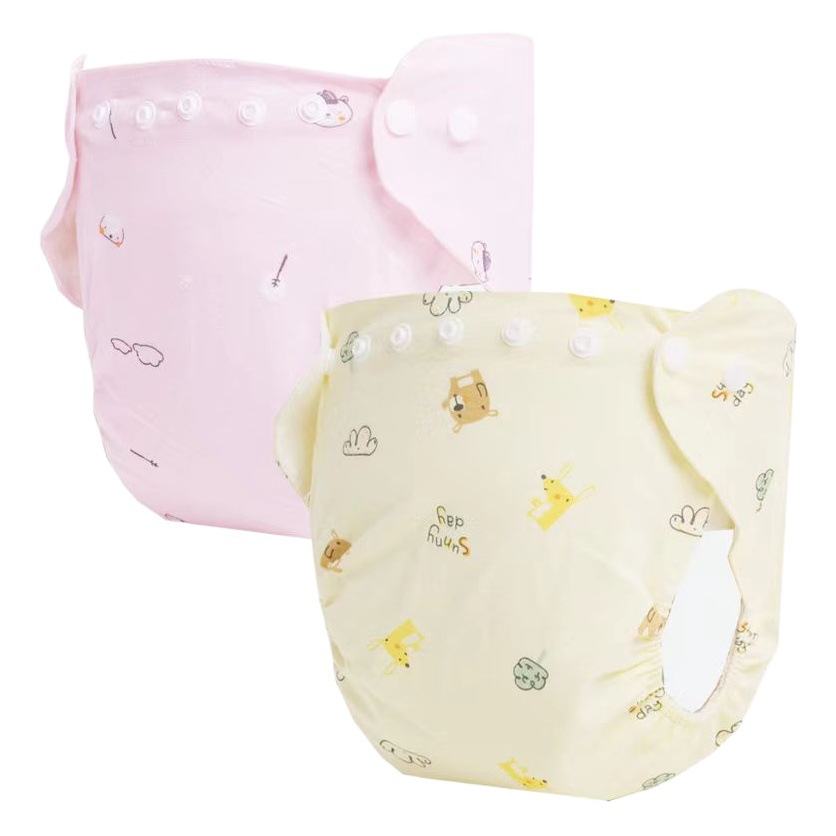 Snap Button Adjustable Diaper Pants Pure Cotton Type a Baby Gauze Diaper Meson Fixed Pants Washable Baby Ring Pocket