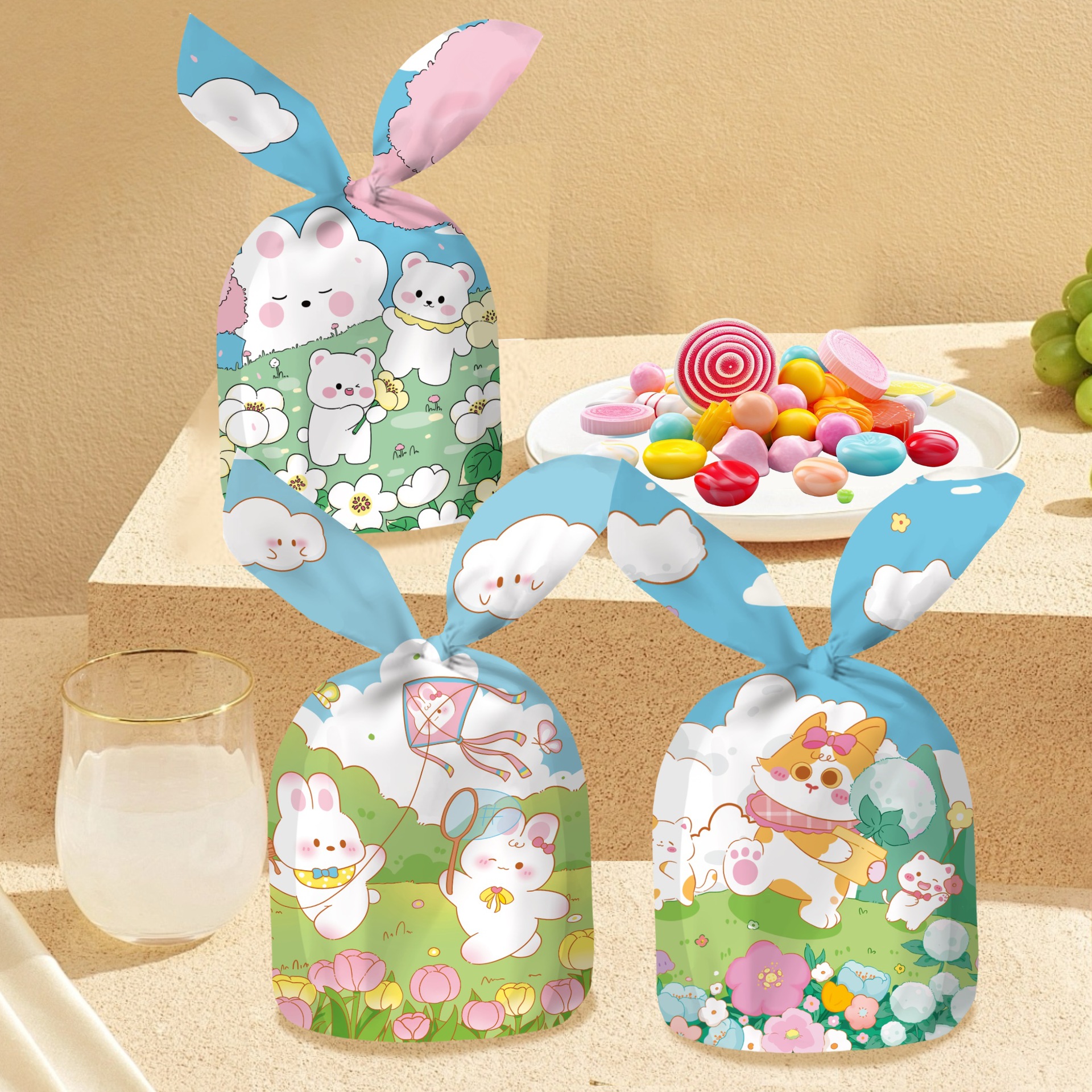 Children's Day Cartoon Rabbit Ears Packaging Bag Gift Bag Kindergarten Baking Biscuits Snack Snack Bag Candy Bag
