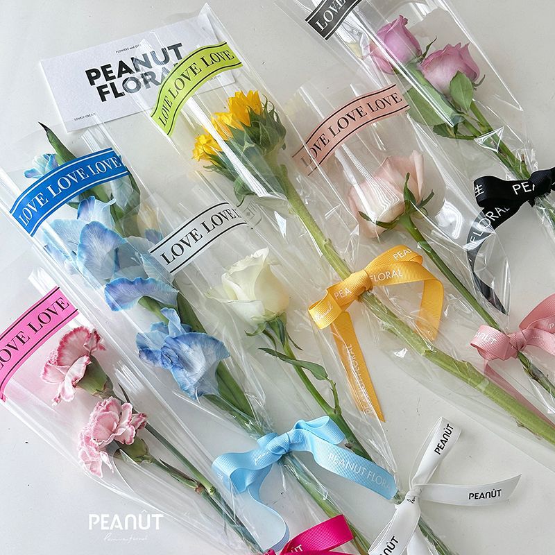 Simple love single bag English LOVE flower bouquet packaging OPP bag waterproof transparent bag material