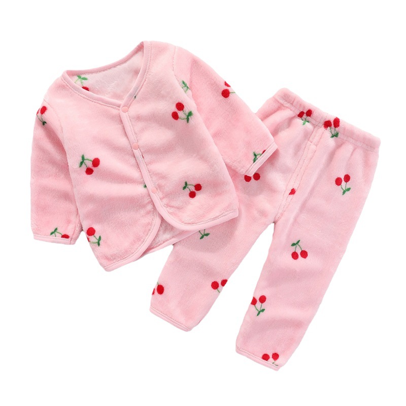 Picture of Baby suit Autumn and Winter Newborn Clothes Boys and Girls Baby Thermal Underwear suit Flannel Cardigan Two-piece Set