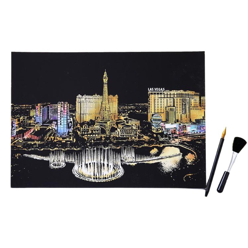 scratch night view colorful city night scene scratch painting DIY handmade scratch painting gift for men and women