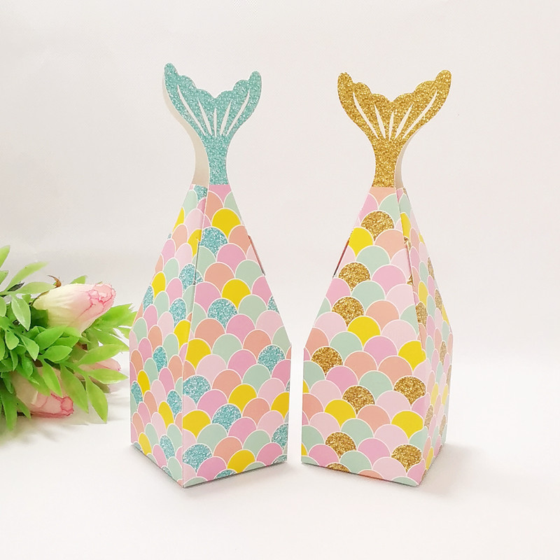 Picture of Wedding Fishtail Candy Box Wedding Return Gift Kidsren's Birthday Party Mermaid Gift Packaging Box Gift Box