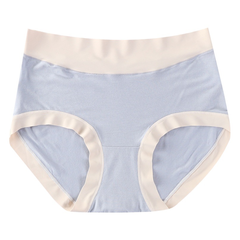 One-piece color contrast seamless Women's Mid-waist large size breathable silk crotch belly hip sexy briefs women