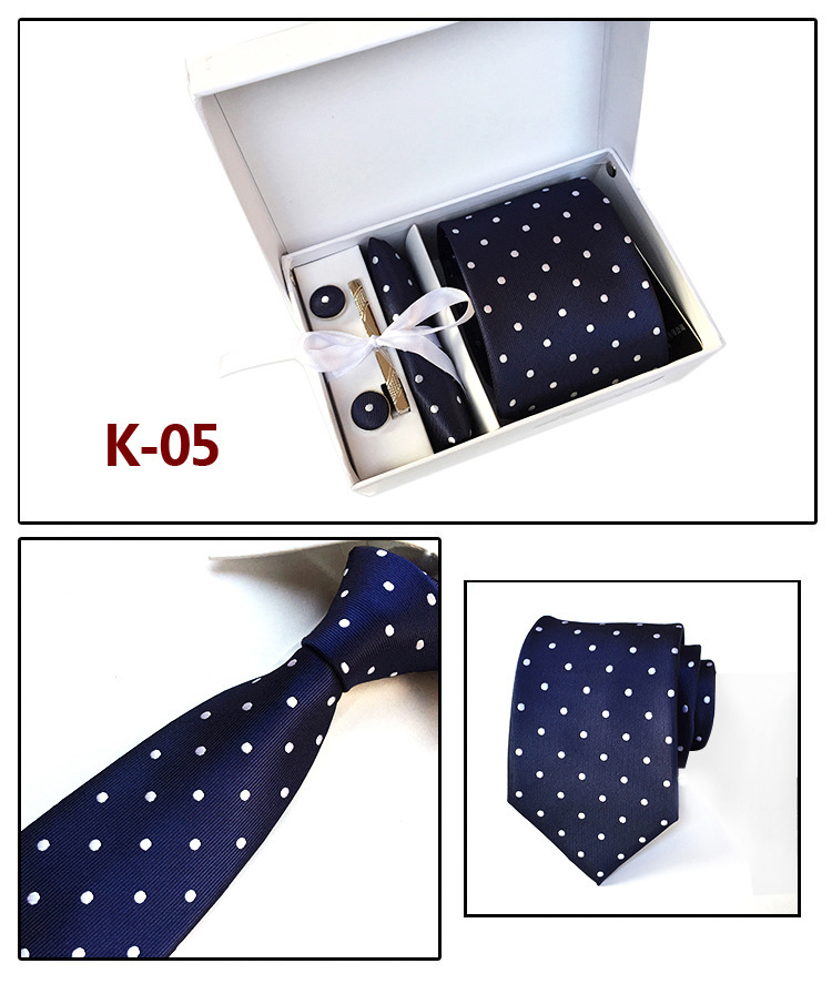 Picture of Manufacturers wholesale men's tie in stock gift box 6 pieces suit group tie business formal tie