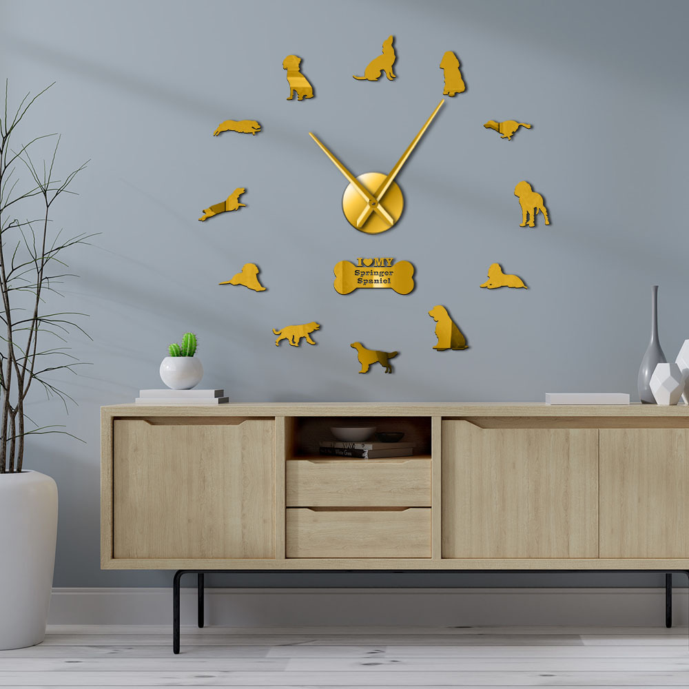 GZ319 AliExpress Amazon Spinger dog acrylic mirror wall clock European-style living room oversized wall clock