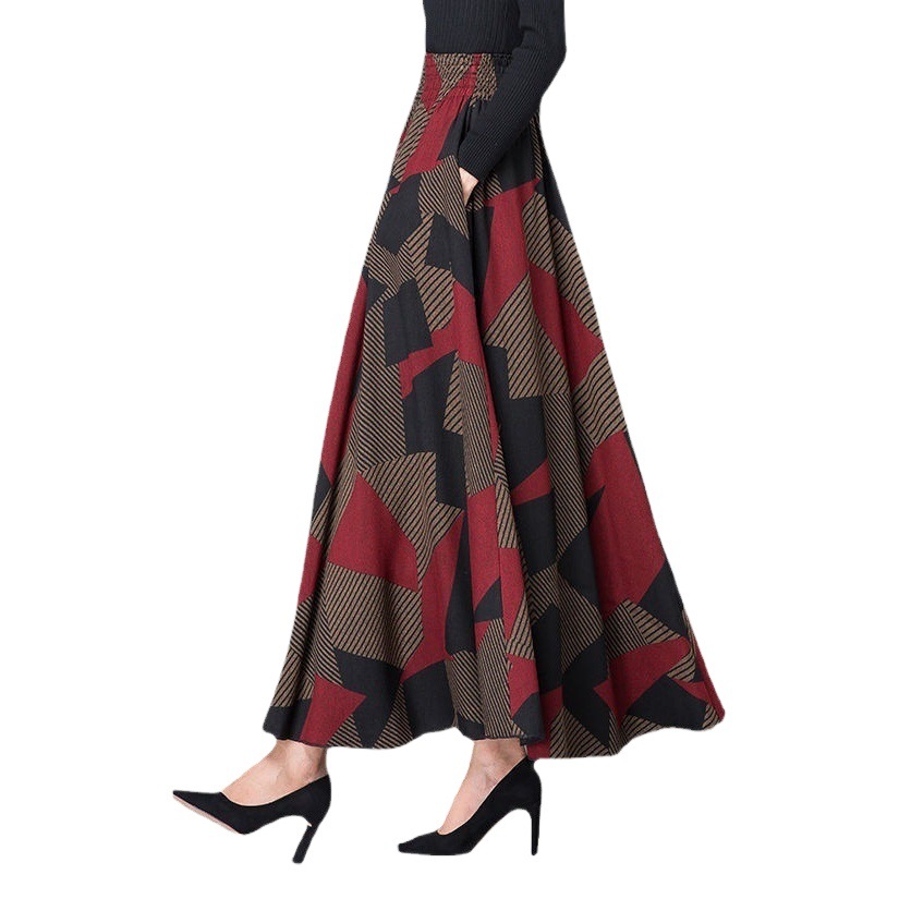 Amazon Summer AliExpress New Korean Style Fashion Floral A- Line Skirt Long Slimming Split Skirt Trendy