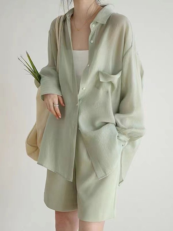 Picture of 2023 New Tencel Sunscreen Shirt Women's Summer Thin Long-sleeved Shirt Jacket Fashionable Design Niche Lazy Style