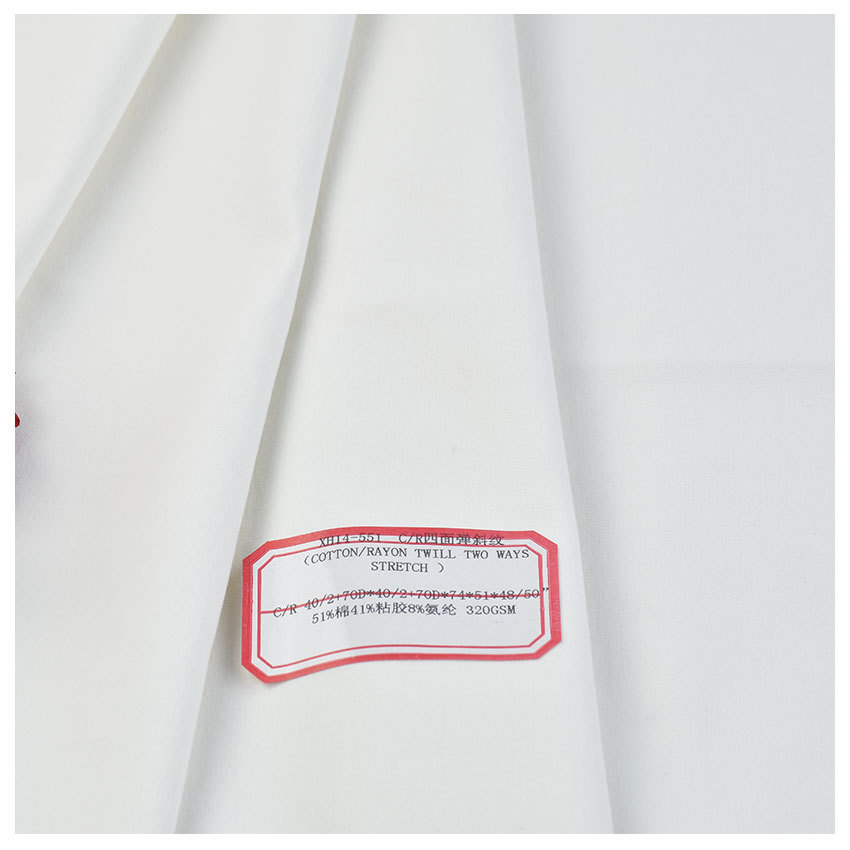 40/2 Cotton Viscose Elastic Cloth C/R Four-sided Elastic Twill 51% Cotton 41% Viscose Japanese and Korean Fashion Fabric
