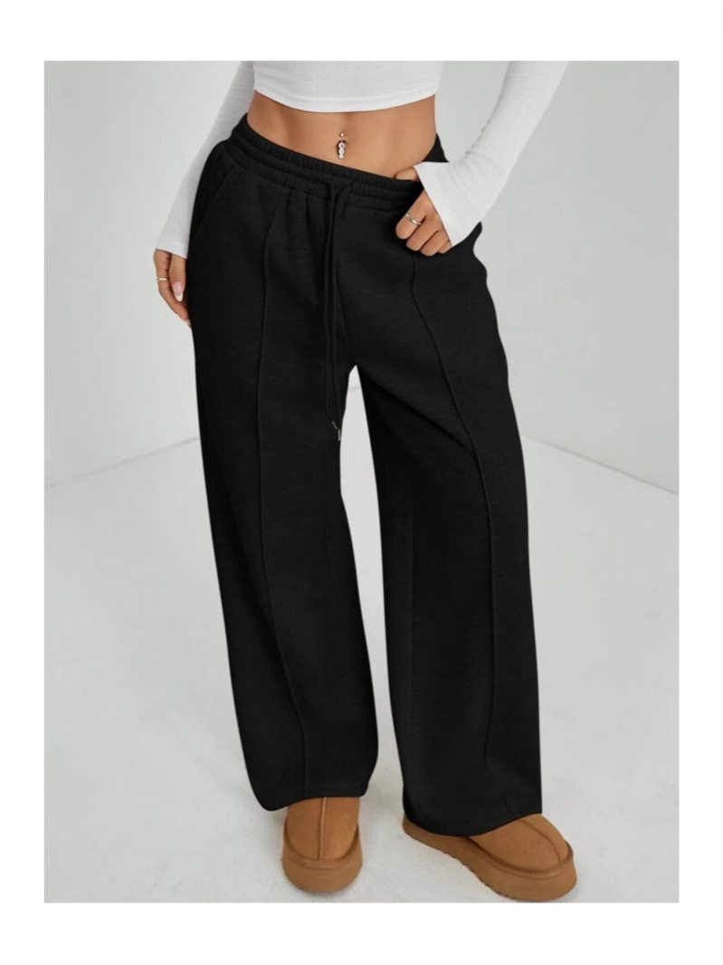 Picture of Cross-Border Foreign Trade Amazon Temu Spring and Autumn European and American Style Solid Color Casual Straight Pocket Drawstring Elastic Waist Sweatpants