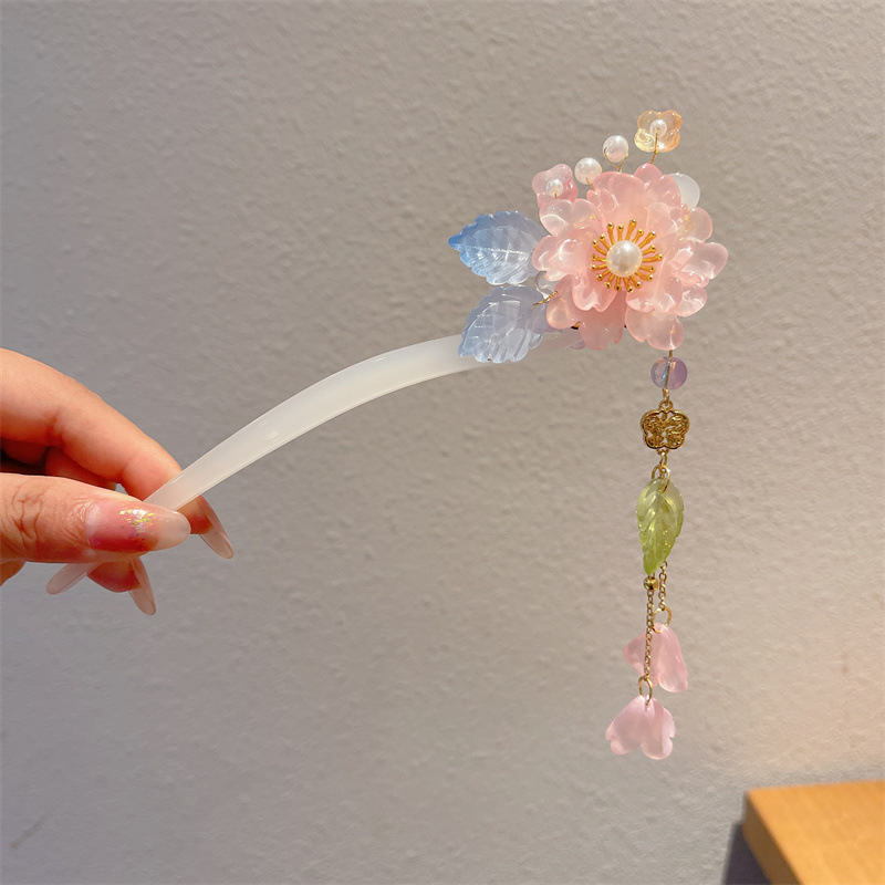 Picture of Antique Hanfu Hairpin Girls' Hair Hairpin Children's Ancient Headwear Chinese Style Step-by-step Tassel Hair Hairpin Hair Accessories
