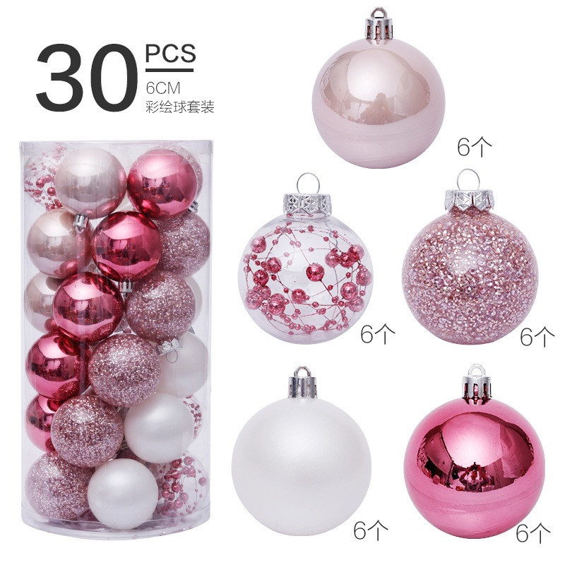 Picture of Cross Border in stock Christmas Decorations 6cm/30pcs Transparent Ball Christmas Ball suit Christmas Tree Pendant