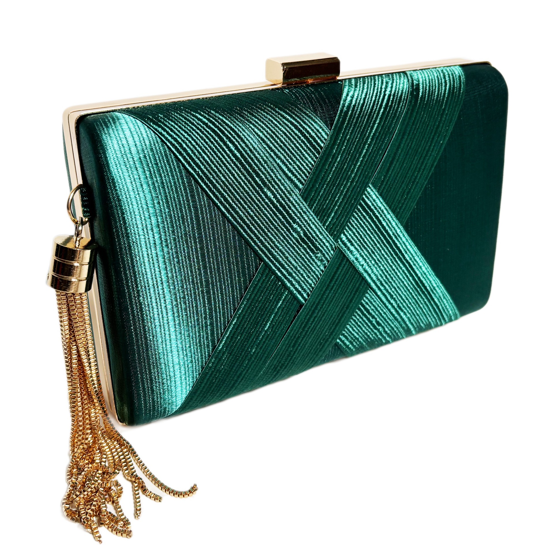 Picture of Foreign Trade Cross-border Silky Satin Cloth Woven Tassel Dinner Hand-held Women's Bag Chain Banquet Hand-held Shoulder Women's Bag