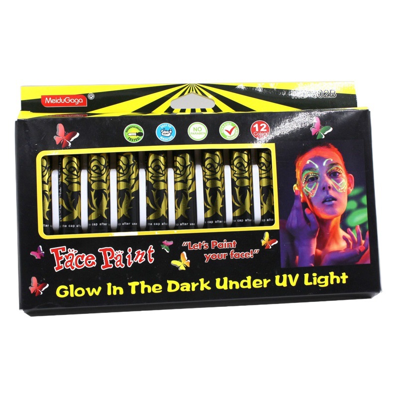 Picture of 12-Color Luminous Face Paint Party Halloween Event Makeup Props DIY Washable Face Painting Crayon