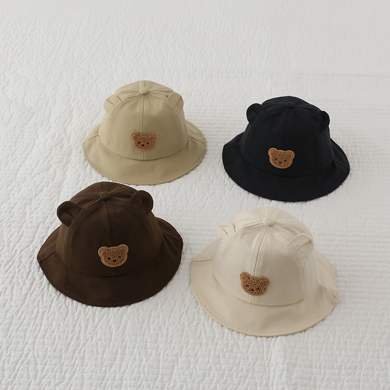 Picture of Fisherman hat ear stickers bear spring and autumn children sun hat boys baby basin hat Girls cute super cute fisherman hat