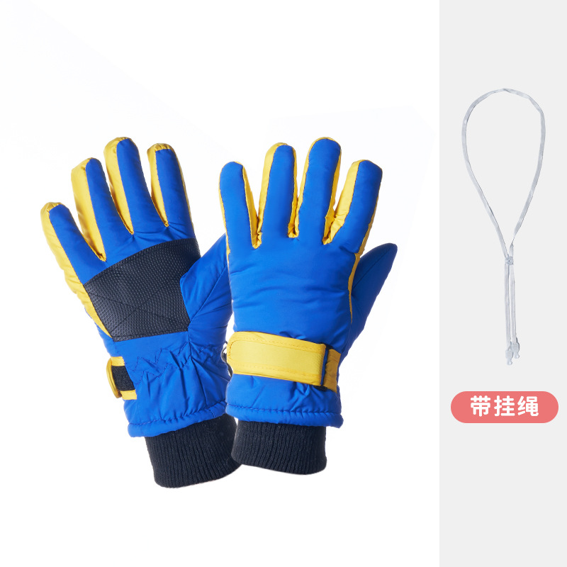 Picture of Winter children's ski gloves with lanyard 3-9 years old fleece-lined men's and women's windproof warm non-slip riding gloves wholesale