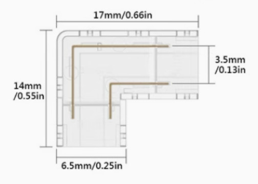 Picture of cob strip connector mini crystal buckle L type no dark area welding-free joint 5mm 8mm strip welding-free connector