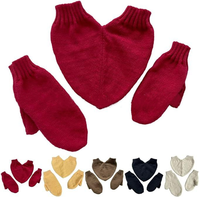 Amazon independent station cross-border set of lovers autumn and winter new love warm decorative solid color knitted wool gloves