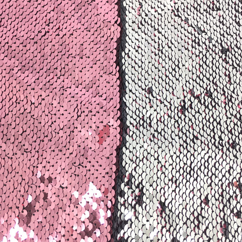 Picture of in stock 50 color sequin fabric 5mm double-sided flip Internet red background wall clothing luggage decorative sequin cloth cutting