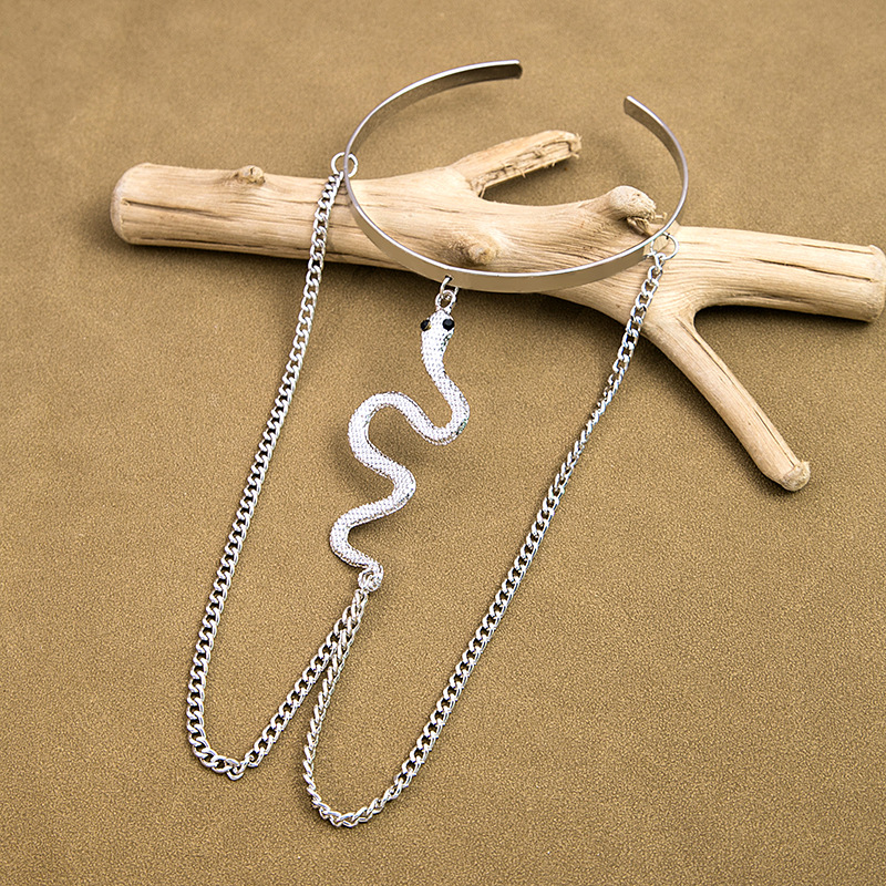 Picture of Metal Wind Arm Ring Simple Long Tassel Snake Distinctive Chain Diamond Jewelry Light Luxury High-end Ring Bracelet