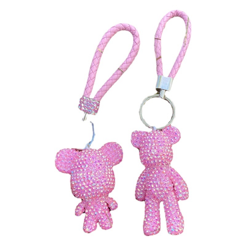 Kindergarten Activities Class Gift Accompanying Gift diy Handmade Sticking Diamond Big Head Bear Keychain Material Bag