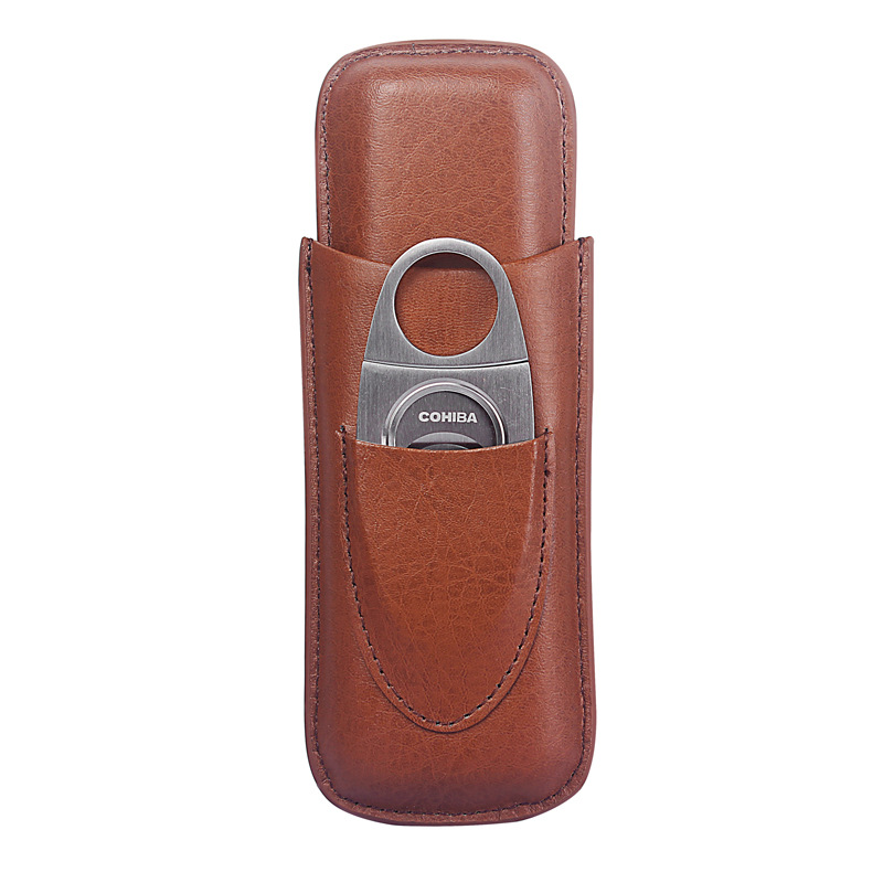 Picture of LUXFO Langyou Compact Handsome Cigar Leather Case Two Pack Cigar Scissors Gift Box Travel Suit