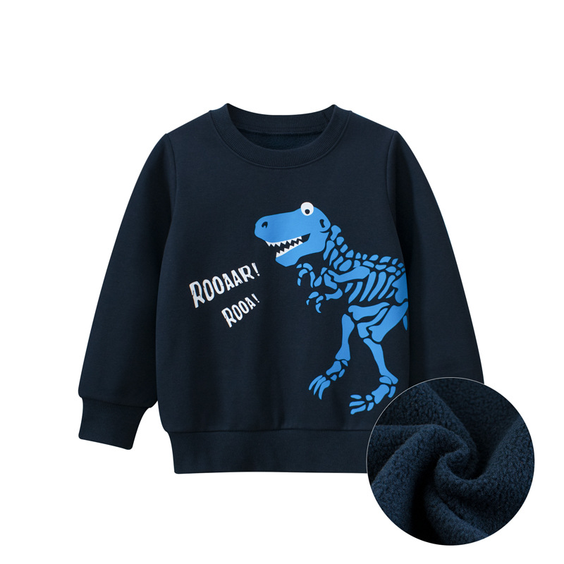 Picture of 27kids Korean style children's clothing autumn and winter New 2024 dinosaur cartoon children's sweater fleece-lined baby clothes wholesale
