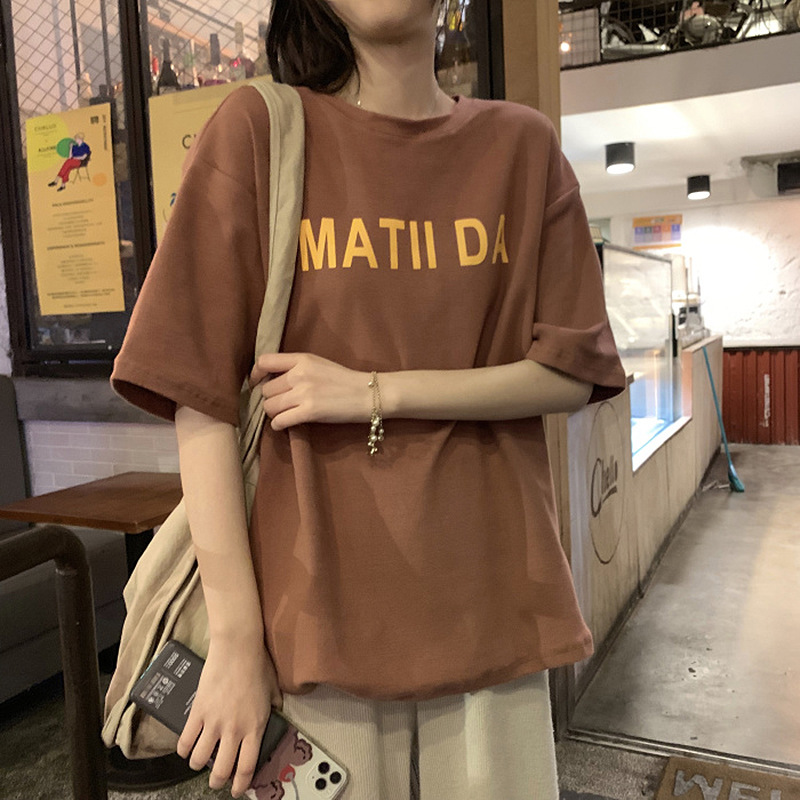 Picture of Summer Korean Women's Clothing New Letter Short-Sleeved T-Shirt Women's Loose Student Bottoming Shirt Top Clothing Supply Wholesale