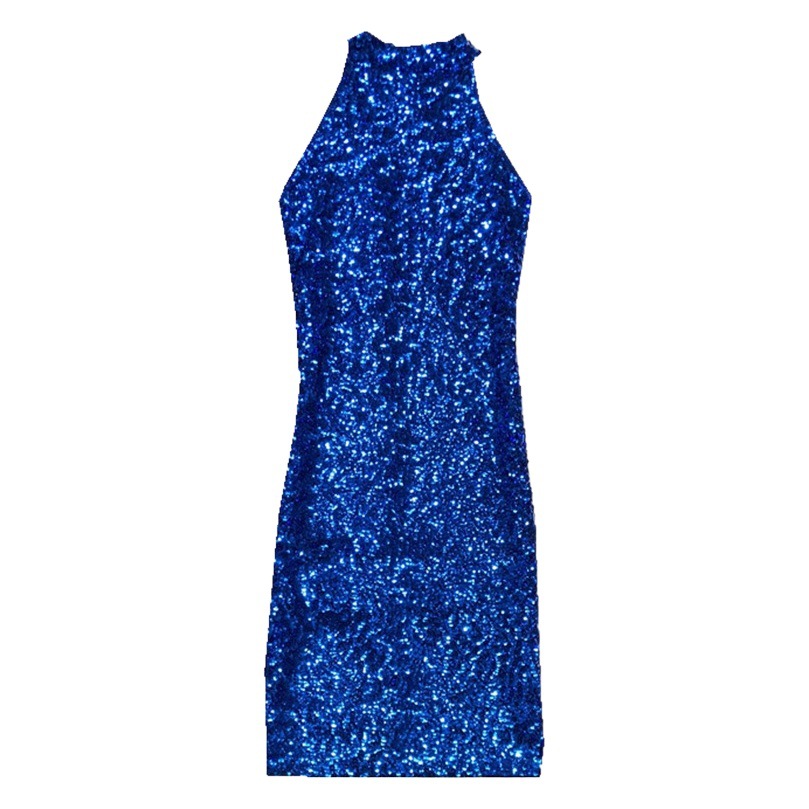2020 New Arrival Sequin Sparkling Sexy Slim-fit Vertical Collar Vest Skirt Sheath Slim-fit Base Skirt Sleeveless dress