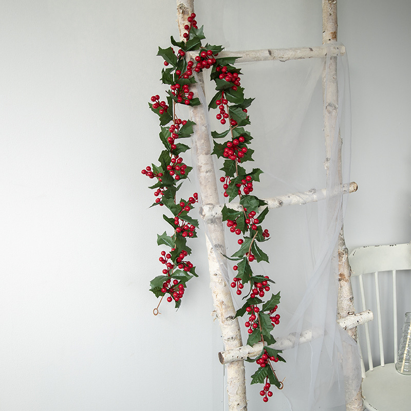 Picture of Amazon Red Fruit Rattan Christmas Fruit Acacia Fruit Holly Fruit Rattan Wall Hanging Spring Festival Festive Rattan