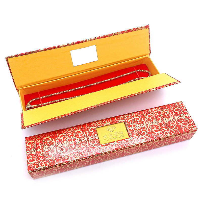 Window necklace box golden flower window back jewelry box printing bracelet carton jewelry storage box Golden Gift